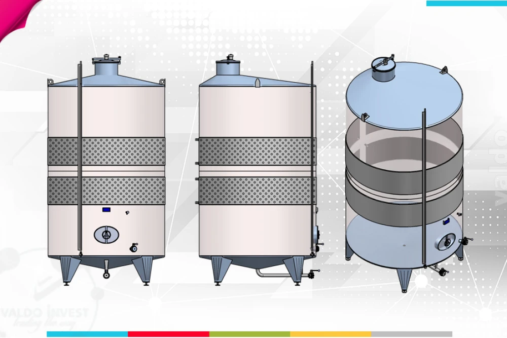 Rezervor de stocare cu fund conic cu termomantale